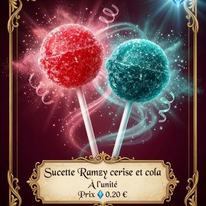 Sucette Ramzy cerise et cola
