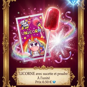 Sucette licorne avec sa poudre