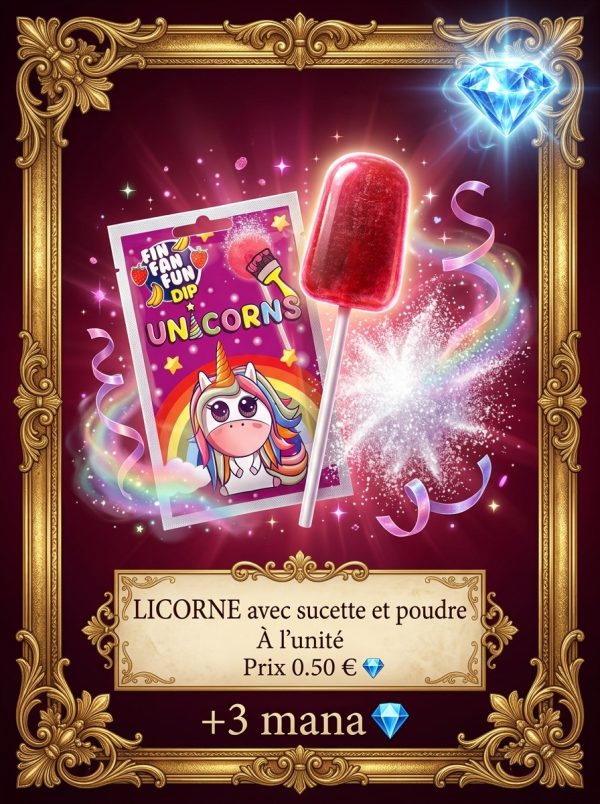 Sucette licorne Sucette licorne avec sa poudre